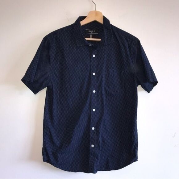Forever 21 Navy Print Short Sleeved Shirt - Picture 2 of 10